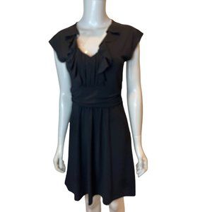 To The Max Womens Ruched Mini Dress Ruffle V Neck Smocked Waist Black Size 2